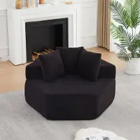 STILVORA Fauteuil - Hexagonaal Modulair Design - Eenzitter Met 3 Kussens - Voor Woonkamer En Lounge - Chenille Stof - Zwart