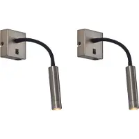 QAZQA Set van 2 moderne wandlamp gunmetal met USB-C - Gosna