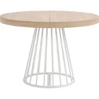 Vente-unique Uitschuifbare eettafel voor 2 tot 12 personen van MDF en staal - Licht naturel en wit - FIRELA