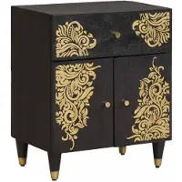 vidaXL Nachttafeltje met Deur Zwart 50 x 33 x 60 cm Massief Mango Hout