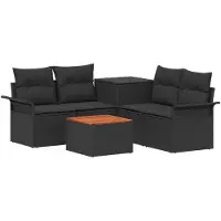 vidaXL Bankstel 6 st 4-Aantal zitplaatsen Zwart Poly Rattan en Staal