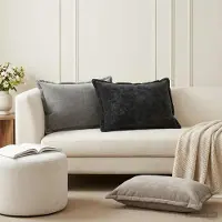 vidaXL Kussensloop 2 st HOUTEN Donkergrijs 50 x 75 cm Chenille Stof