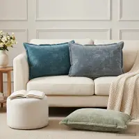 vidaXL Kussensloop 2 st HOUTEN Blauw 50 x 75 cm Chenille Stof