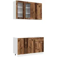 vidaXL Keukenblok LYON 4 st Oud hout Bewerkt hout