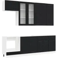 vidaXL Keukenblok LUCCA 8 st Zwart Bewerkt hout