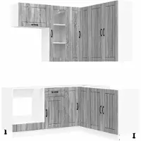 vidaXL Keukenblok LUCCA 8 st Grijs Sonoma Bewerkt hout