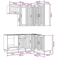 vidaXL Keukenblok LUCCA 8 st Zwart Bewerkt hout