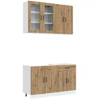 vidaXL Keukenelement LUCCA, 4 stuks, kunststof met houtmotief, "Artisan Eik"