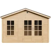 Timbela M734A - Houten tuinhuis - 8,88 m² - 276x382xH267 cm - zonder vloer met grijze dakshingles