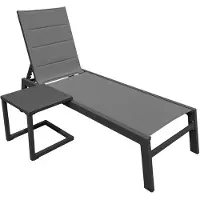 Happy Garden BARBADOS ligstoel en bijzettafelSet in grijs textilene - antraciet grijs aluminium