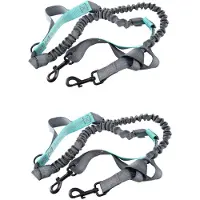 ISTOVO 2X Hands Waist Dog Leash with Dual Bungees, Free Control for to 150 Lbs Dogs, Durable Dual-Handle Bungee Leash