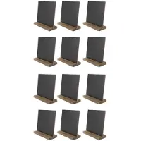 ISTOVO 12 Pack Rustic Chalk Board Sign with Wood Stand for Wedding Decorations Signs Labels 6X5 Inch Blackboard