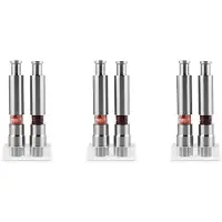 Exogio Salt And Pepper Grinder Set of 6, Pepper Mill Stainless Steel Salt Shaker Push-Button Manual Glass Salt And Pepper Set