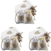 Typecat 72 Stuks Jute Zakjes met Trekkoord en Hart Patroon Snoep Geschenk Tas Jute Zakje Doop Tas Bruiloft voor Vulling Tas