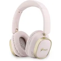 GUESS Draadloze Koptelefoon met ENC - Rectangle Metal Script Logo Over-Ear Bluetooth Headphone - Roze