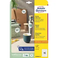 Avery markeringspunten, rond 51 mm, 10 vel A4, verwijderbaar, wit