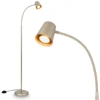 Briloner Vloerlamp, verstelbaar, 42,5 x 127,5 cm, fitting GU10, max. 9W, kabeldimmer, satijn metallic - Vloerlamp voor kantoor, woonkamer, slaapkamer