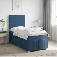 vidaXL Boxspringbed met matras met hoofdeinde Blauw 100 x 200 cm Stof