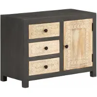 vidaXL Dressoir 75x35x55 cm massief mangohout grijs en wit