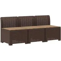 vidaXL 3-Zits Tu bank met Kussens Rattan Look 3-zits PP Bruin