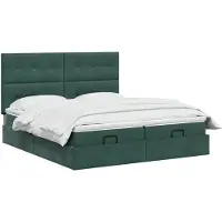vidaXL Ottomanbed met matras en LED-verlichting, donkergroen, 180 x 200 cm, fluweel