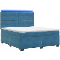 vidaXL Boxspringbed met matras en hoofdbord, blauw, 140 x 200 cm, fluweel