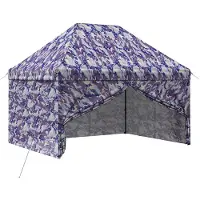 vidaXL Opklapbare paviljoen met 4 zijwanden, 2,9 x 4,3 m, blauw camouflage