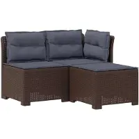vidaXL 3-Zits Tu bank met Kussens Rattan Look 3-zits PP Bruin