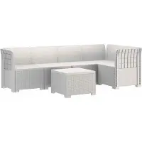 vidaXL 5-Zits Tuinbank Rattanlook PP Wit