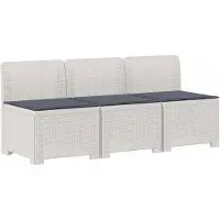 vidaXL - 3-Zits - Tu - bank - met - Kussens - Rattan - Look - 3-zits - PP - Wit