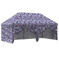 vidaXL Opklapbare paviljoen met 4 zijwanden, 3 x 6 meter, blauw camouflage
