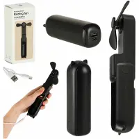 Ikonka Bureauventilator Mini Handheld Opvouwbare Windmolen Draagbare USB Zwart - UNI