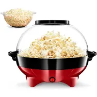 Tyr Popcorn Machine - Hetelucht Popcornmaker - Popcorn Machine zonder Olie - Zwart/Rood - 36cm x 30cm x 25cm