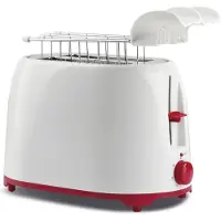 ALLVIA Tosti Apparaat Broodrooster - Broodrooster met Tostiklemmen - Tosti Broodrooster - Tangen van Roestvrij Staal - met Kruimelvanger - Wit/Rood - ‎27cm x 17cm x 18cm