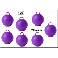 Wefiesta 12 stuks Ballon gewicht Kettlebell paars - 75 gram - Tafeldecoratie thema feest ballon party festival