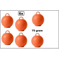 Wefiesta 6 stuks Ballon gewicht Kettlebell oranje- 75 gram - Tafeldecoratie thema feest ballon party festival