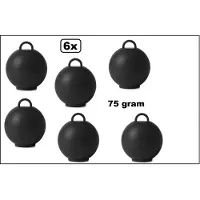 Wefiesta 6 stuks Ballon gewicht Kettlebell zwart - 75 gram - Tafeldecoratie thema feest ballon party festival