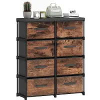 HOMCOM Fabric Dresser-Polyester, Metall-84,5L x 30,5B x 100H cm-Rustikal-Braun
