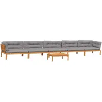 vidaXL 6-delige Loungeset pallet met kussens massief acaciahout