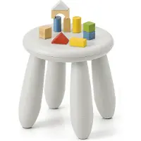 Relaxdays kindervoetbankje, 26 cm zithoogte, afneembaar, lichtgewicht, vormvast, zitbankje voor peuters, kunststof, wit