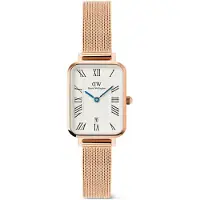 Daniel Wellington Quadro 20x26, Romeinse cijfers, datum, Melrose, wit/goud, DW00100860