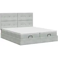 vidaXL Ottoman bed met matras met hoofdeinde 2 st Lichtgrijs Fluweel