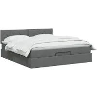 vidaXL Ottomanbed met matras en LED-verlichting, donkergrijs, 140 x 190 cm, stof