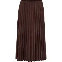 We fashion - Dames plissé midi rok van suède look - Regular fit - Donkerbruin - Maat: L