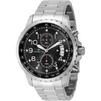 Invicta Specialty 69789 Herenhorloge - Quartz Uurwerk - Staal met Zwarte Wijzerplaat - 47 mm