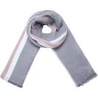 Yehwang Grijze Sjaal Stripes & Stars - Grijs + Wit + Roze Wintersjaals - Print Sjaals