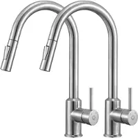 CECIPA MAX Keuken Kraan - 2 stuks - Keukenkraan Met Uittrekbare Uitloop - 2 straalsoorten Spoelmengkraan - 360° graden draaibaar - keukenkranen Zilver