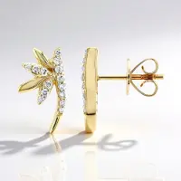 Cavill - Gouden Oorbellen 375 Geelgoud met 28 Afrikaanse Diamanten 0.28ct - Ronde Slijpvorm - Prong Zetting - Elegante dames