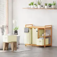 Vali Wasmand - 140L - Wasmand 4 Vakken - Wasmanden - Beige - 78cm x 42cm x 77cm