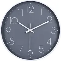 IvoQ Moderne Wandklok - Stil Uurwerk - Goed Leesbaar 3D Design - Ø 30 cm - Wit/Grijs